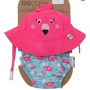 Zoocchini Swim Diaper & Sun Hat Set - Flamingo - Lager for 12-24months baby